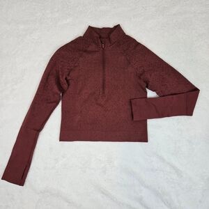 Lululemon Quarter Zip Cropped Long Sleeve Top Thumbholes Workout Running XS